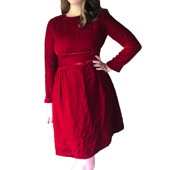 True Vintage 1960s Red Velvet Dress
