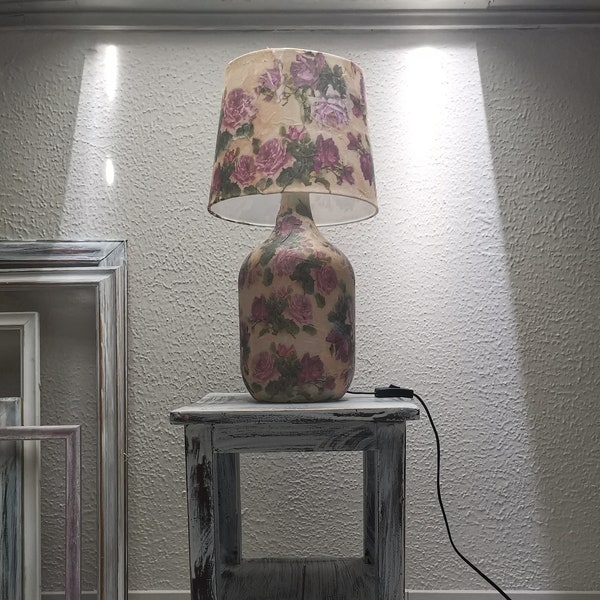 Lamp With Decoupage Floral Homemade Handmade