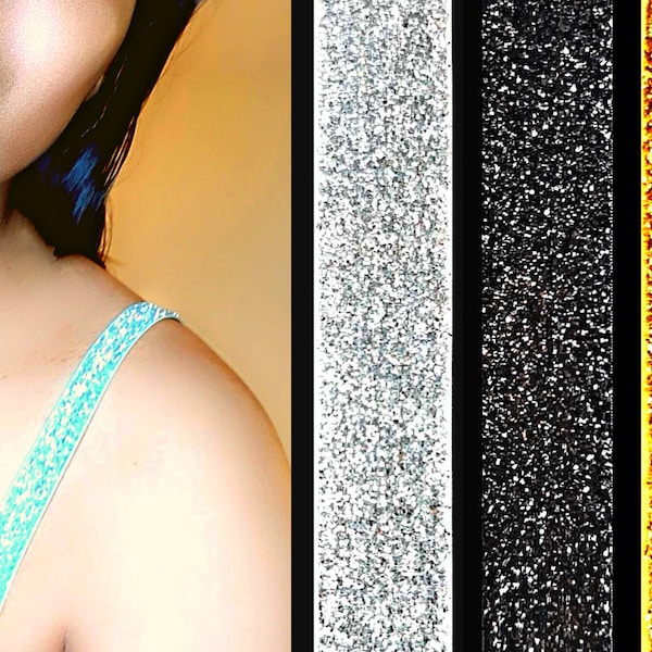 Silver, Black, or Gold Glitter Bra Straps