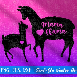 Mama lama SVG, mama en baby lama svg, png, dxf, eps, Instant Download
