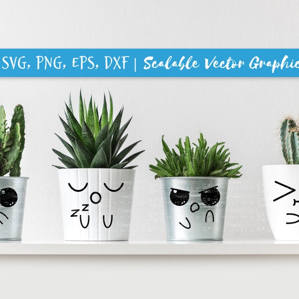 Cute face plant pot SVG, digital stickers, INSTANT DOWNLOAD