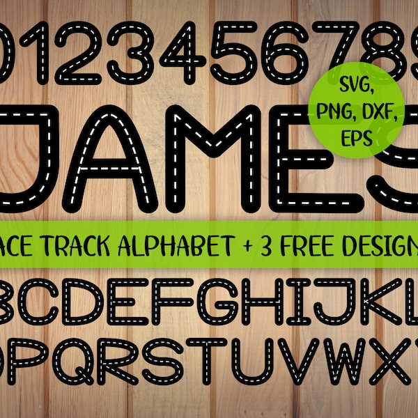 Race Track Alphabet SVG Bundle, Road Numbers and Letters, Race Track Font for Cricut and Silhouette Cameo