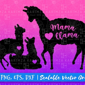 Mama Llama SVG, llama mama and 2 babies svg, png, dxf, eps, Instant Download