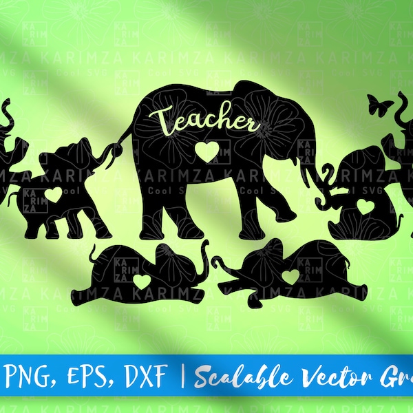 TEACHER ELEPHANT svg for Commercial Use, png, dxf, eps, Instant Download