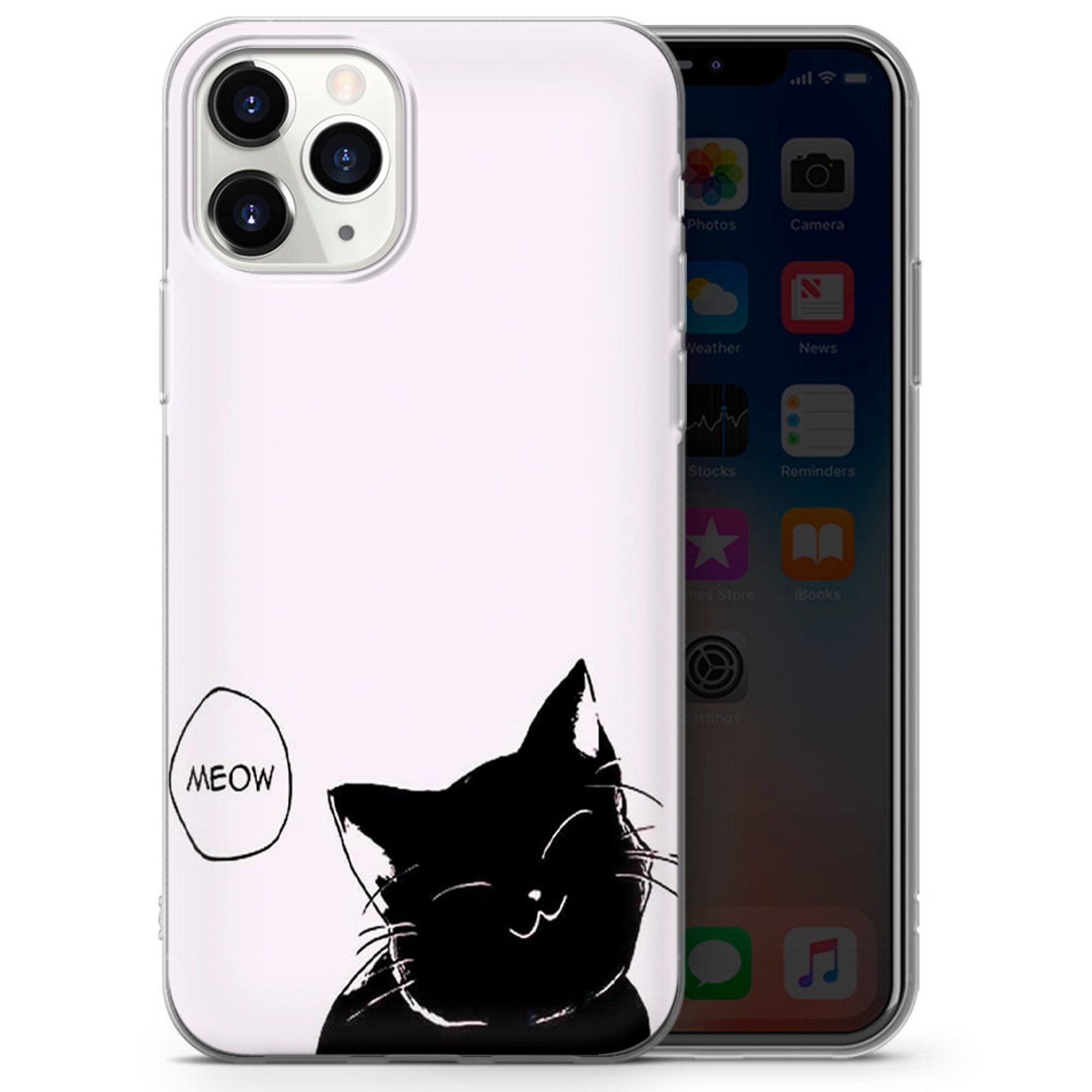 BLACK CAT Phone case CAT Phone case Funny cat Phone case for Etsy