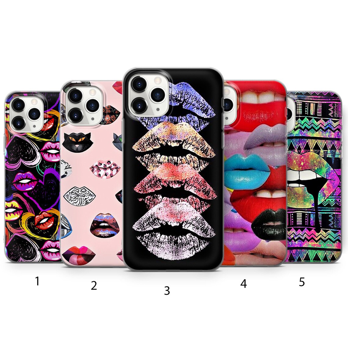 Dark colorful lips pattern phone case for iPhone New Phone Etsy