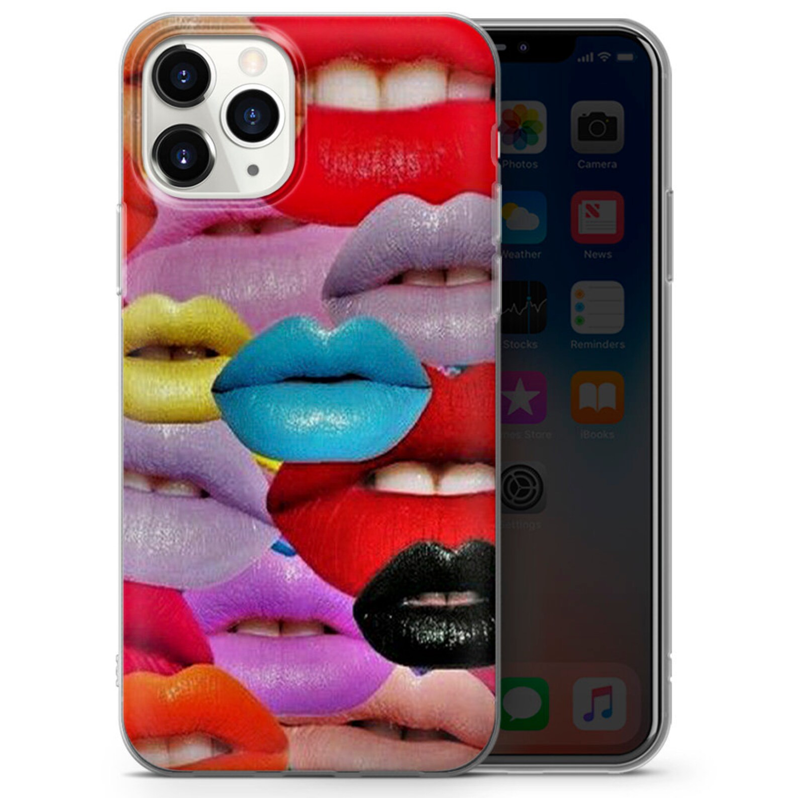 Dark colorful lips pattern phone case for iPhone New Phone Etsy