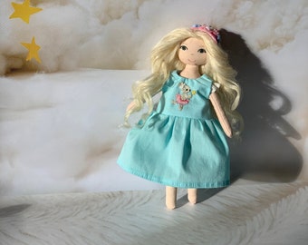 doll set with clothes, handmade doll, gift for girl, doll with clothes, textile play doll, doll