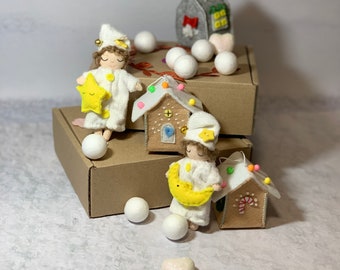 Fée, elfe, ange de Noël, petit elfe des bois, décoration de Noël, décoration d’arbre de Noël