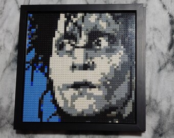 Edward Scissors hands Lego mosaic framed