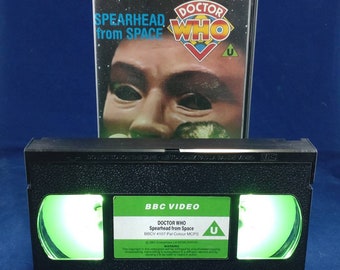 Dr Who VHS nightlight in green of Spearhead from Space