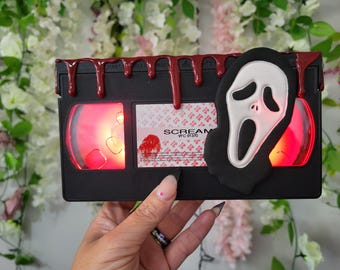 Scream blood drip vhs frightlight in red battery powered