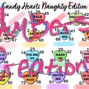 Candy Heart Naughty Edition Bingo Sheet