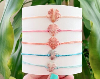 Shell Waterproof Bracelet , Adjustable Bracelet , Pura Vida Style Bracelet , Beach Bracelet , Shell Bracelet