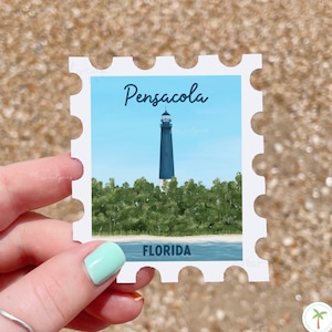 Pensacola Lighthouse Sticker, Pensacola Florida Stamp, Florida Art, Gulf Coast Lighthouse