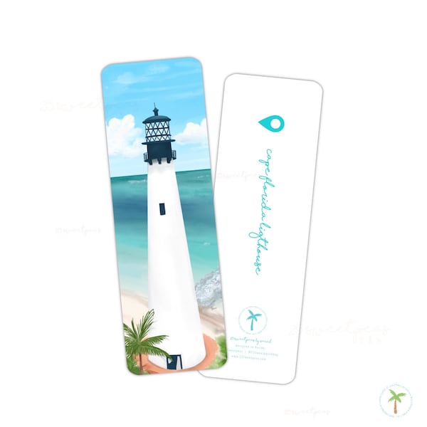 Cape Florida Lighthouse Bookmark, Florida State Park Beach Bookmarker, Bookclub Gift, Florida Lighthouse Art