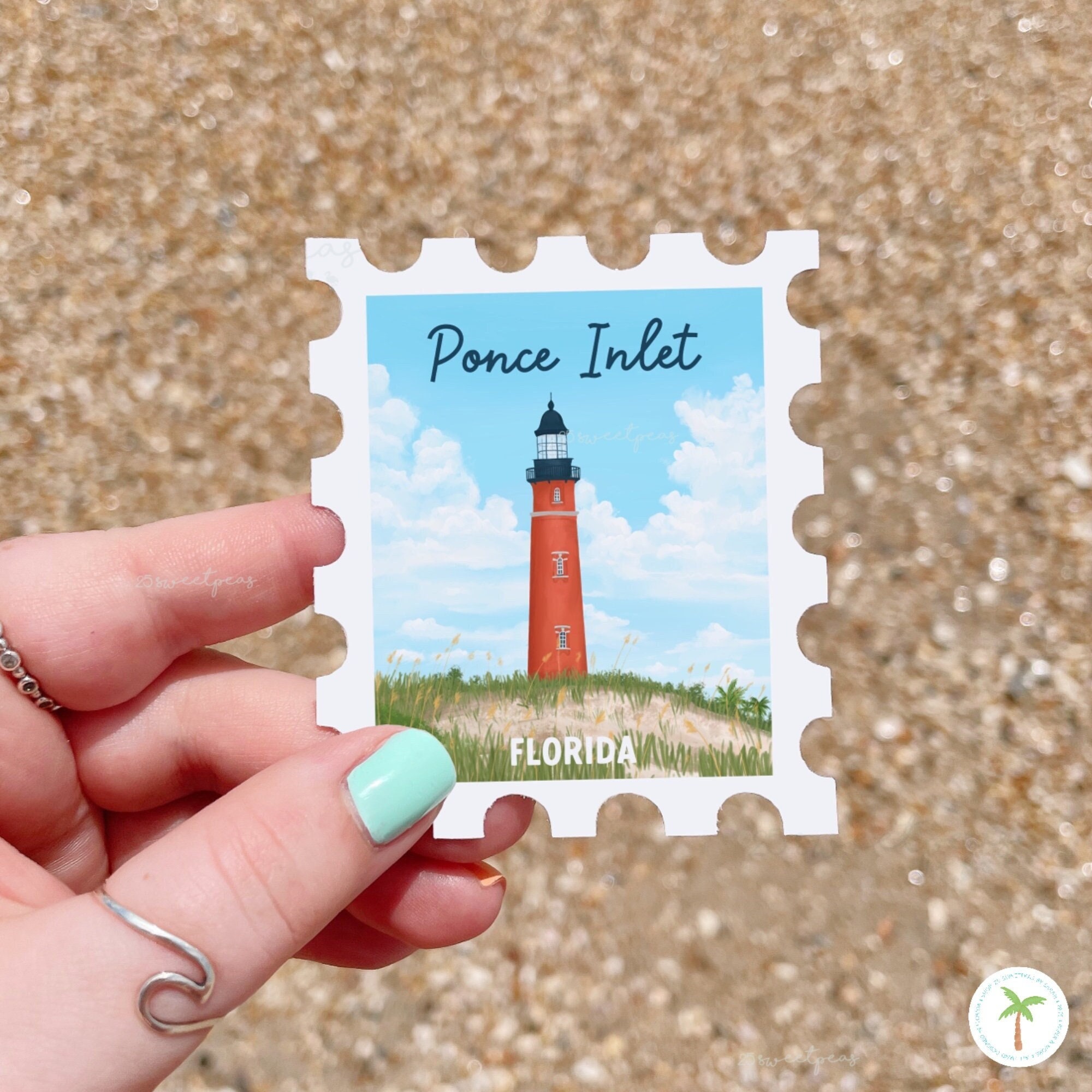 Ponce Inlet Lighthouse Stamp Sticker: Florida Travel Art - Etsy