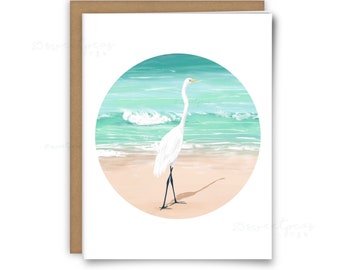 Great Egret Greeting Card, Everyday Blank Card, Wildlife Card, Mini Art Print