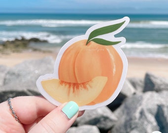 Peachy Fruit Sticker , Fruit Slice Sticker , Peach Sticker , Matte Clear Weatherproof , Georgia Sticker , Travel Sticker