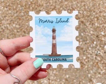 Morris Island Lighthouse Sticker, South Carolina Lighthouse Sticker, Lighthouse Art, South Carolina Sticker