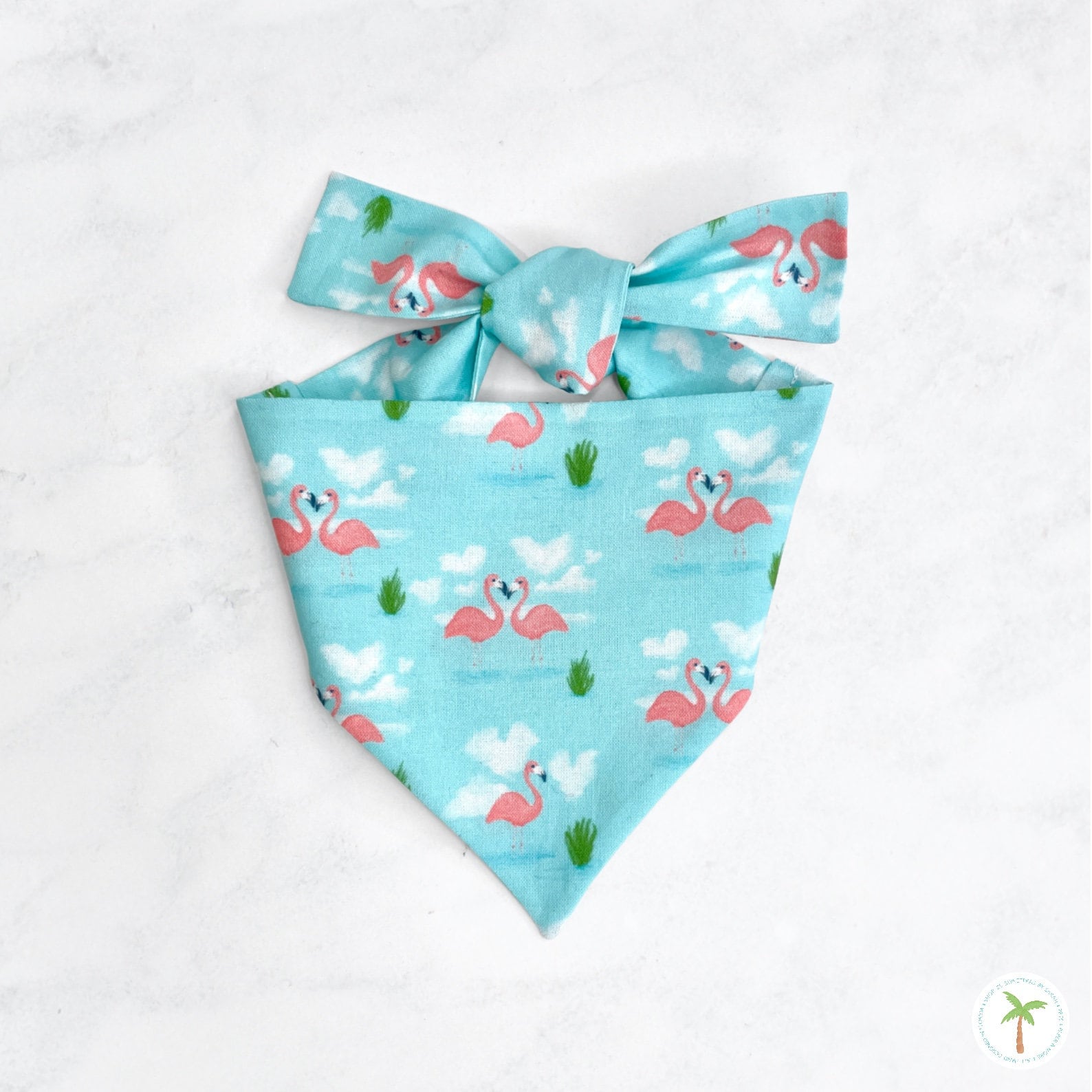 Flamingos in Love Dog Bandana: Eco-Friendly Cotton Tie On Pet Scarf