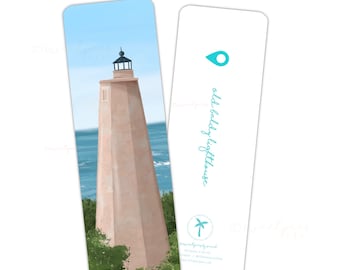 Old Baldy Lighthouse Bookmark,Beach Bookmark, Bookclub Gift, North Carolina Lighthouse Art, Bald Head Island Lighthouse