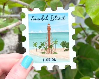 Sanibel Island Lighthouse Sticker, Sanibel Captiva Florida Stamp, Florida Art