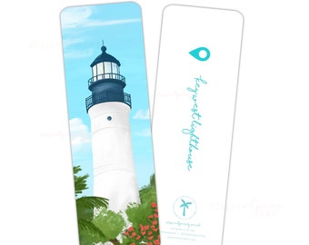 Key West Lighthouse Bookmark, Florida Bookmarker, Bookclub Gift, Key West Florida Lighthouse Art