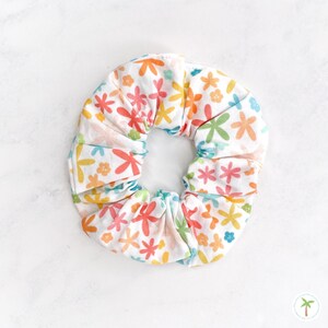 Rainbow Flowers Oversized Scrunchie , Rainbow Scrunchie , Cotton , Womens Hair | Eco Friendly Fabric | Comfy Scrunchies | Floral Scrunchie