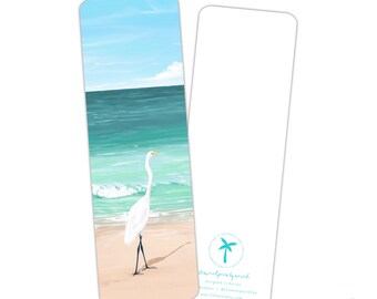 Great Egret Bookmark, Coastal Wildlife Bookmark, Bookclub Gift