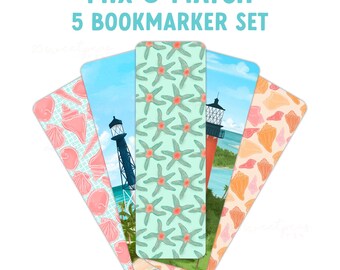 Build Your Own Bookmarker Bundle, Coastal Bookmark, Custom Bookclub Gift, Tropical Beach Bookmarks, Lighthouse Bookmark