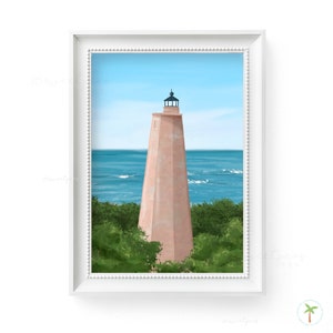 Old Baldy Lighthouse Art Print: North Carolina Coastal Illustration