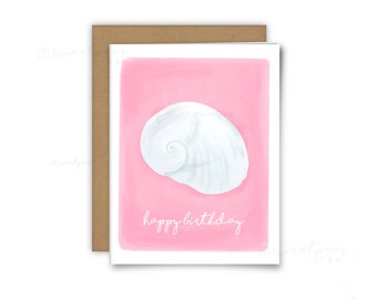 Baby's Ear Sea Shell Card, Blank Card, Beachy Birthday Card, Birth Shell Card