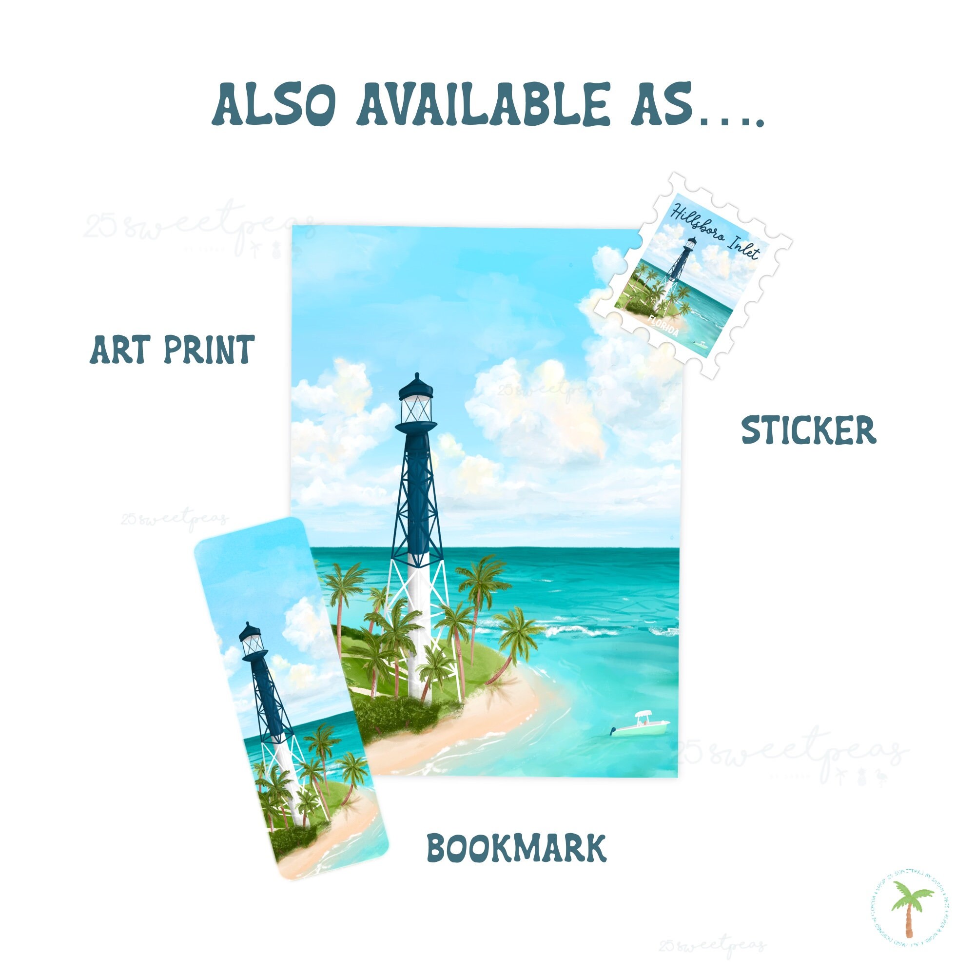 Hillsboro Inlet Lighthouse Stamp Sticker: Florida Travel Art - Etsy