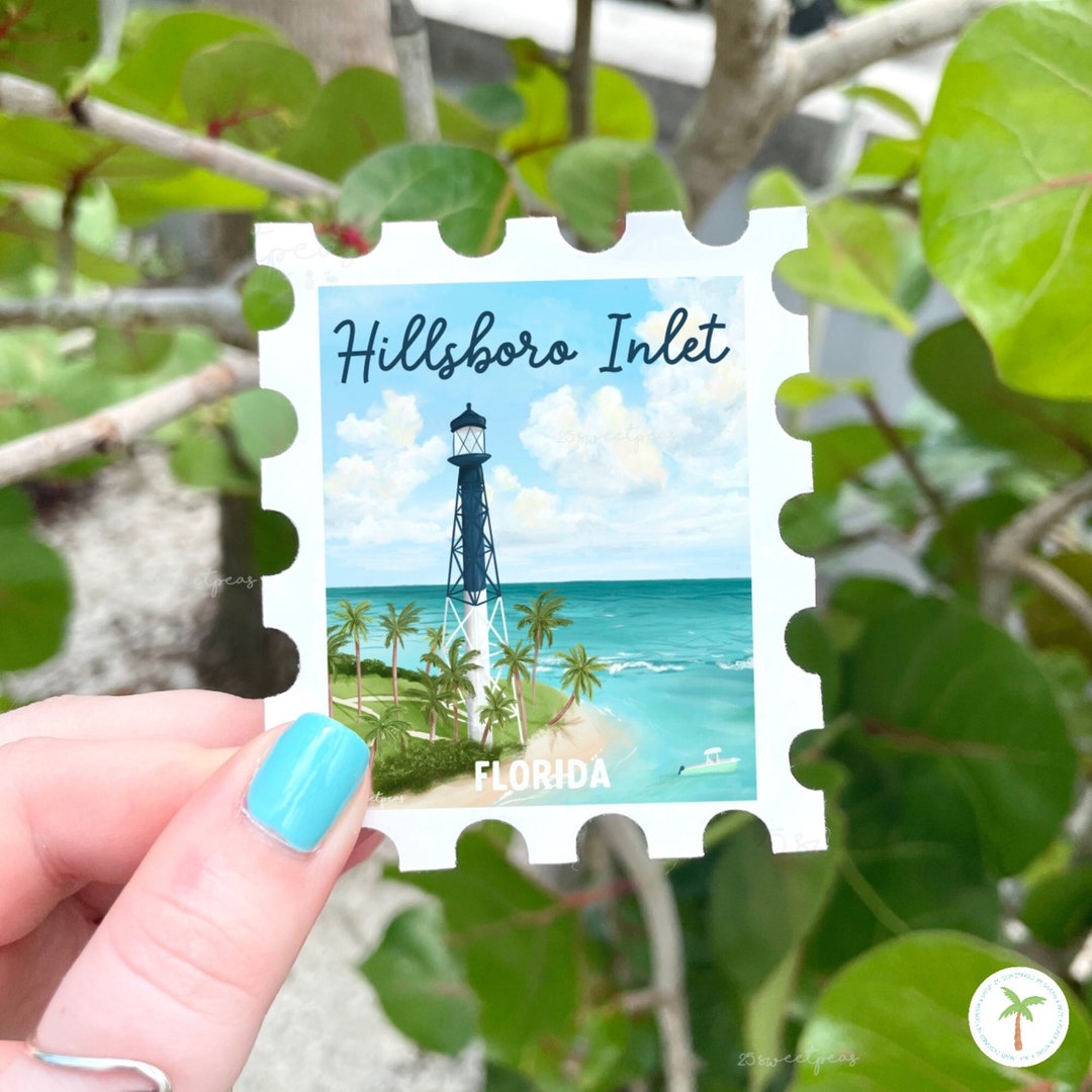 Hillsboro Inlet Lighthouse Stamp Sticker: Florida Travel Art - Etsy