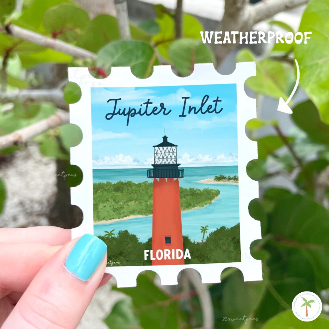 Jupiter Inlet Lighthouse Stamp Sticker - Florida Art - Etsy