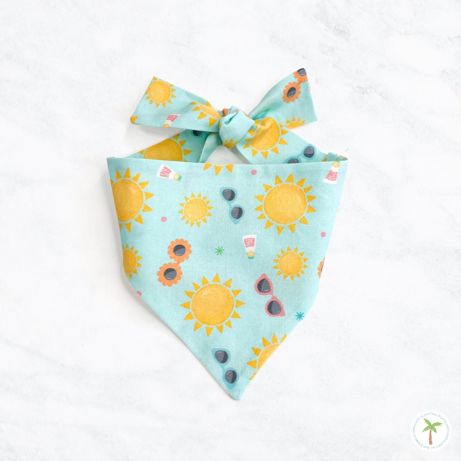 Sunny Shades Dog Bandana: Eco-Friendly Cotton Tie On Pet Scarf