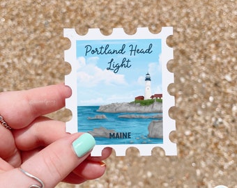 Portland Head Lighthouse Sticker, Maine Lighthouse Stamp, Coastal Maine Art, Maine Sticker