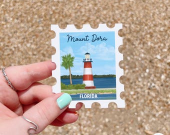 Mount Dora Lighthouse Sticker: Florida Stamp Art