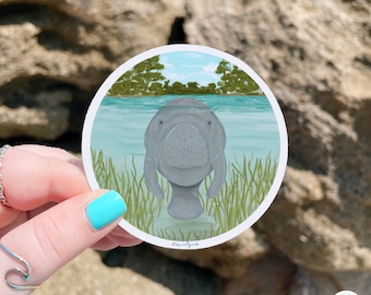Manatee Sticker: Florida Springs, Weatherproof Matte Vinyl