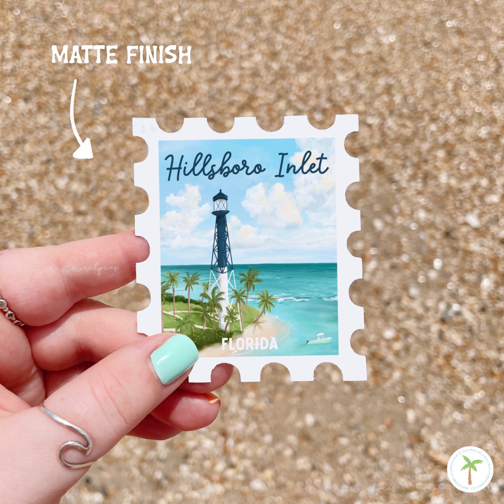 Hillsboro Inlet Lighthouse Stamp Sticker: Florida Travel Art - Etsy