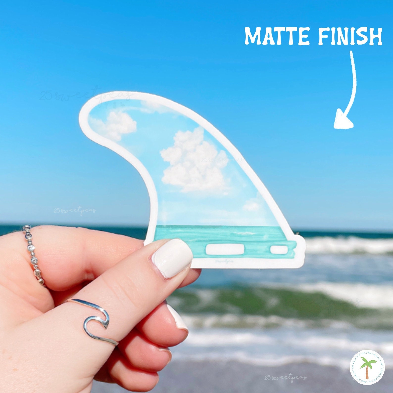 Surfboard Fin Sticker , Beach Sticker , Ocean Illustration, Surf Style ...