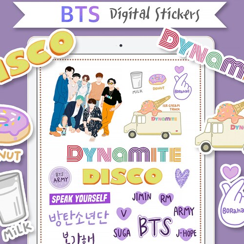 bts dynamite stickers bts digital stickers bts printable etsy