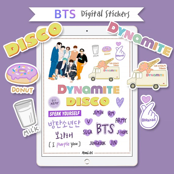 bts dynamite stickers bts digital stickers bts printable etsy