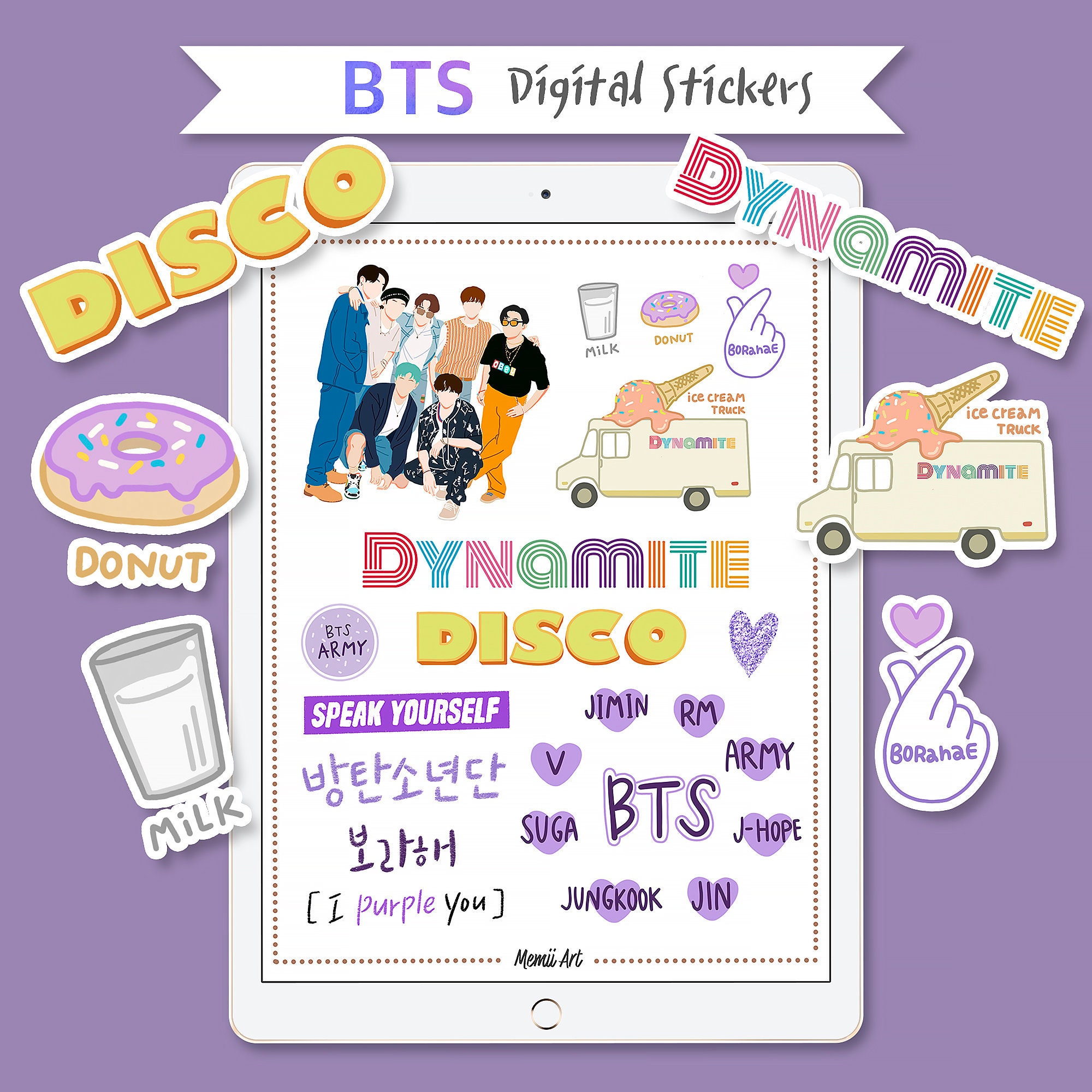 bts dynamite stickers bts digital stickers bts printable etsy singapore