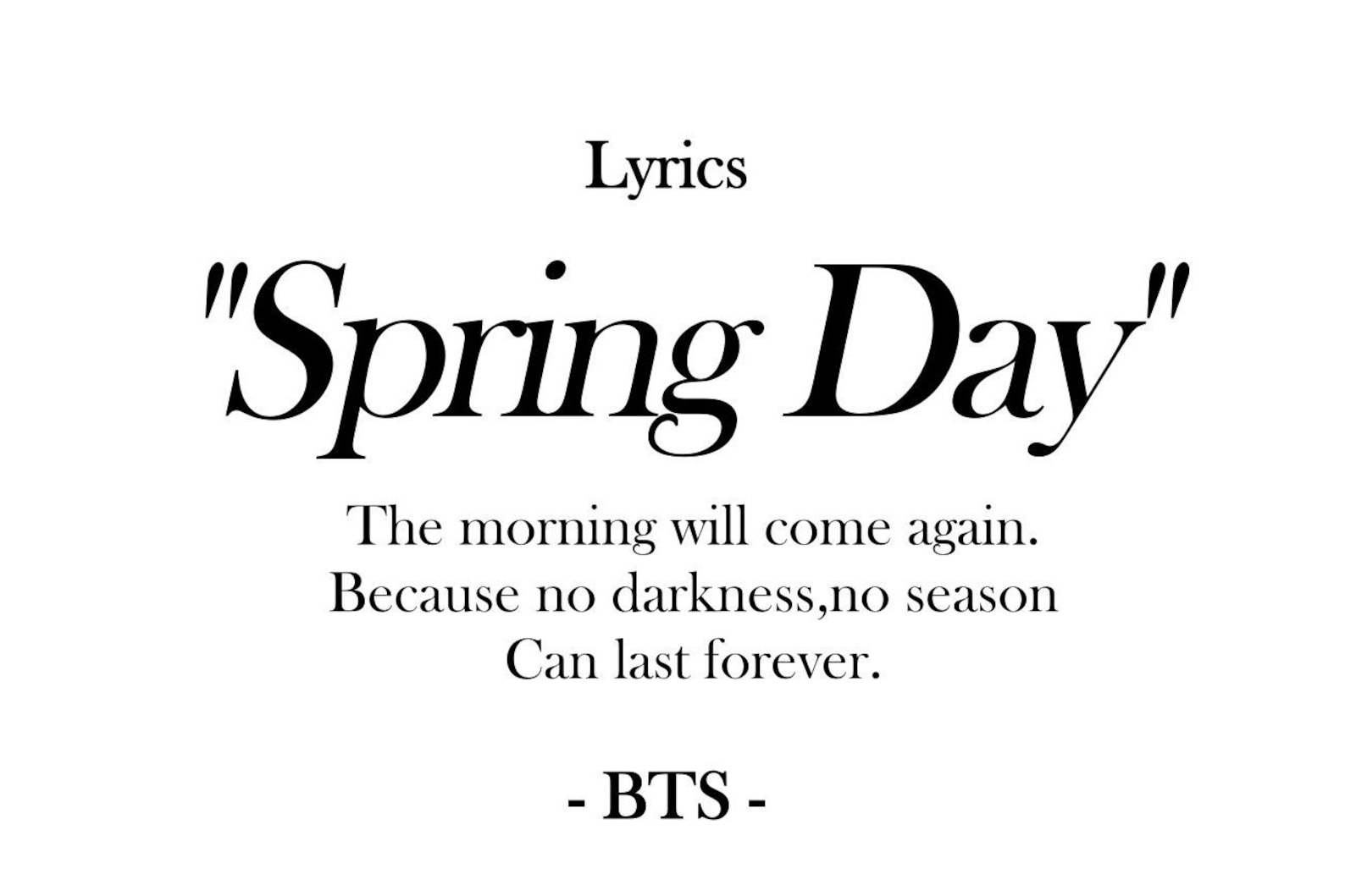 BTS Spring Day Lyrics BTS Spring Day Poster BTS Spring Day Etsy