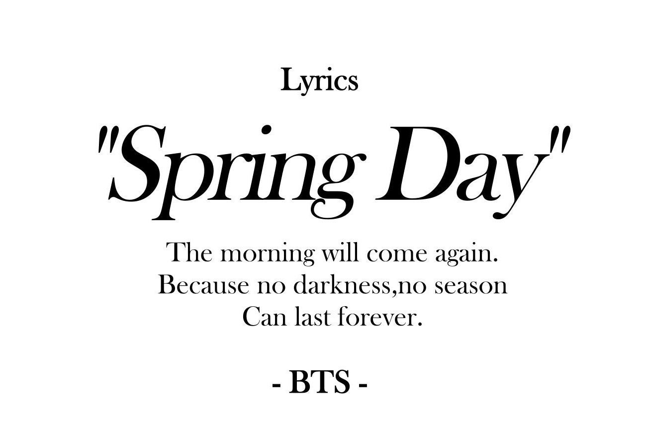 BTS Spring Day Lyrics BTS Spring Day Poster BTS Spring Day Etsy
