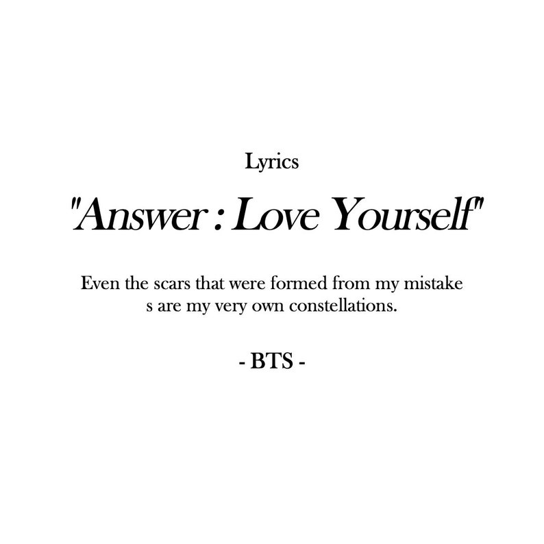 BTS Answer Love Yourself Lyrics BTS Love Yourself Poster BTS Etsy