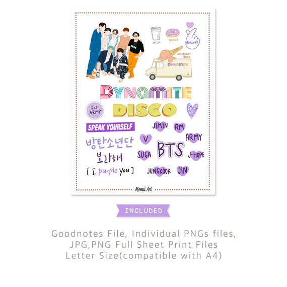 bts dynamite stickers bts digital stickers bts printable etsy india