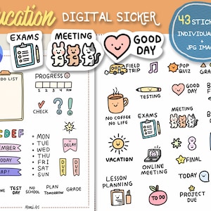 Teacher Digital Stickers, Education Digital Stickers, teacher sticker, stickers for school, Journal Stickers, sticker for teachers